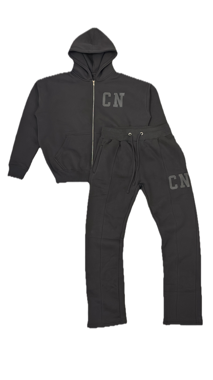 CN STRAIGHT BOTTOM TRACKSUIT {CHARCOAL GREY}