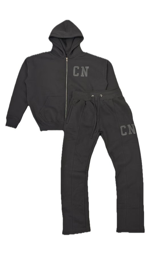 CN STRAIGHT BOTTOM TRACKSUIT {CHARCOAL GREY}
